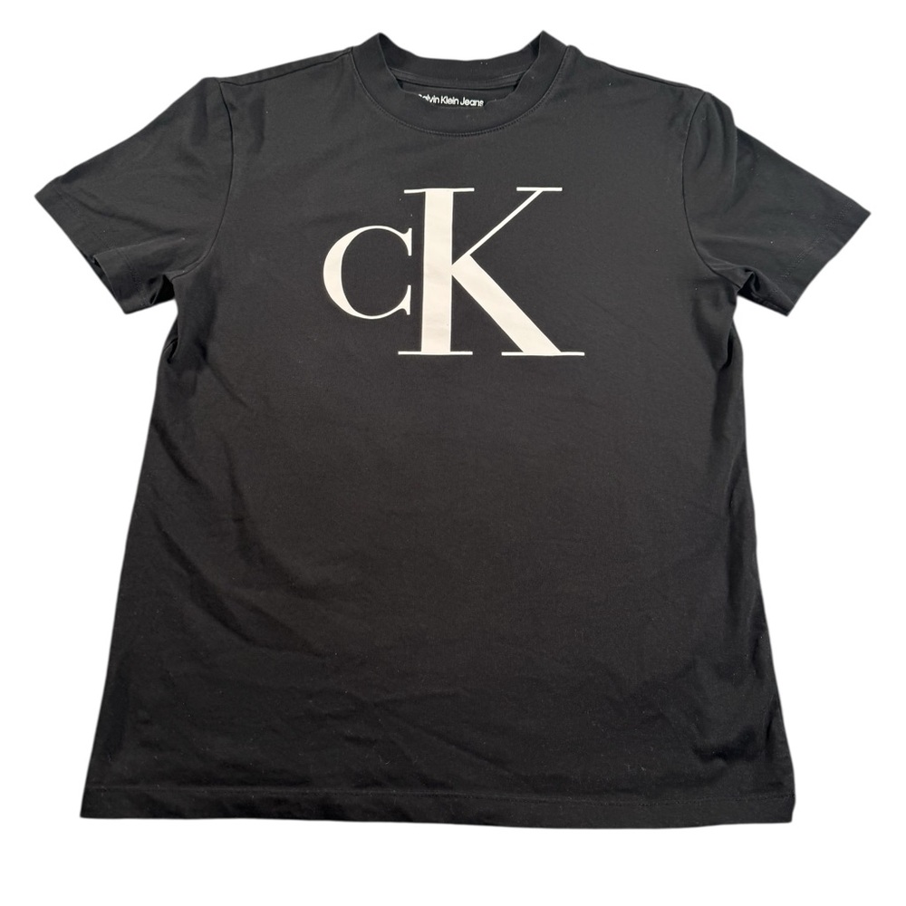 Calvin Klein Women’s Black‎ Tee with White Logo SZ XS
